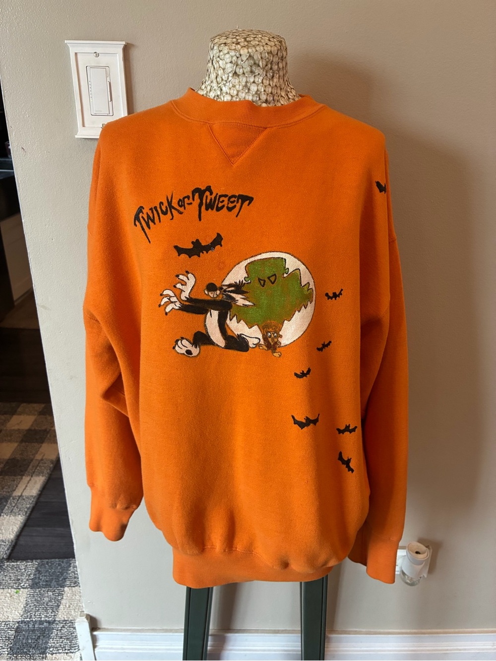 Vintage 90s Warner Bros. Orange 'Twick or Tweet' with Halloween